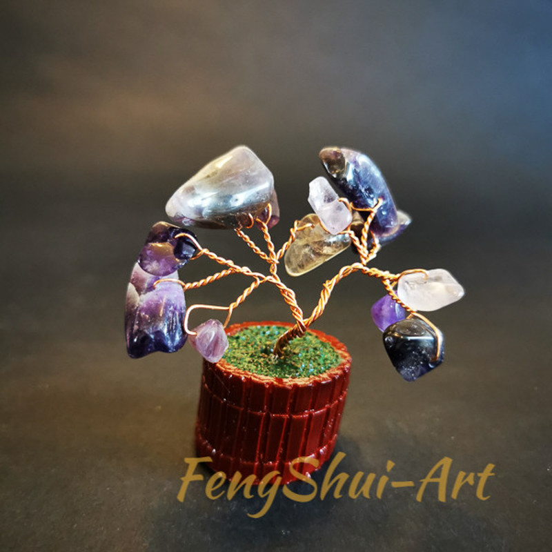 Copacel feng shui cu pietre Ametist - 7 cm