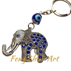 amuleta-breloc-feng-shui-elefant-cu-Pietre-Albastre